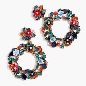 J. Crew Multicolor Floral Hoop Earrings